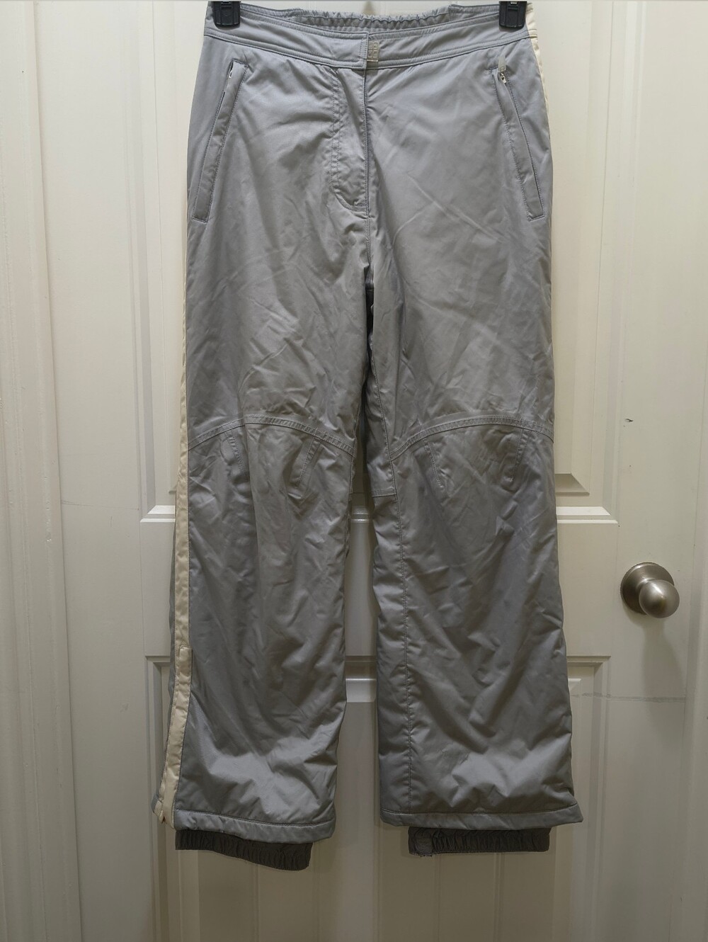 Obermeyer‎ Juniors 14 Silver Insulated Ski Pants EWS Side Stripe Y2K